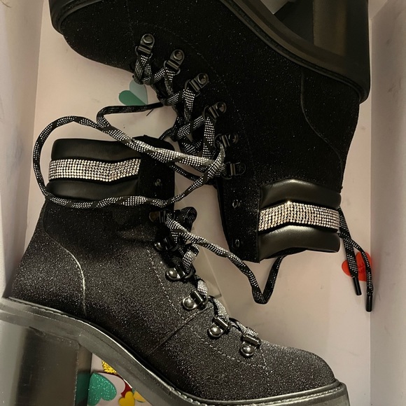 Jimmy Choo Eshe 65 Crystal Combat Boots - Picture 5 of 8